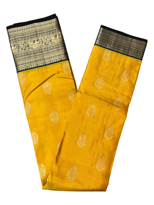 Southloom Pure Handloom Bridal Kanchipuram Silk Saree with Korvai Work (Yellow & Green)