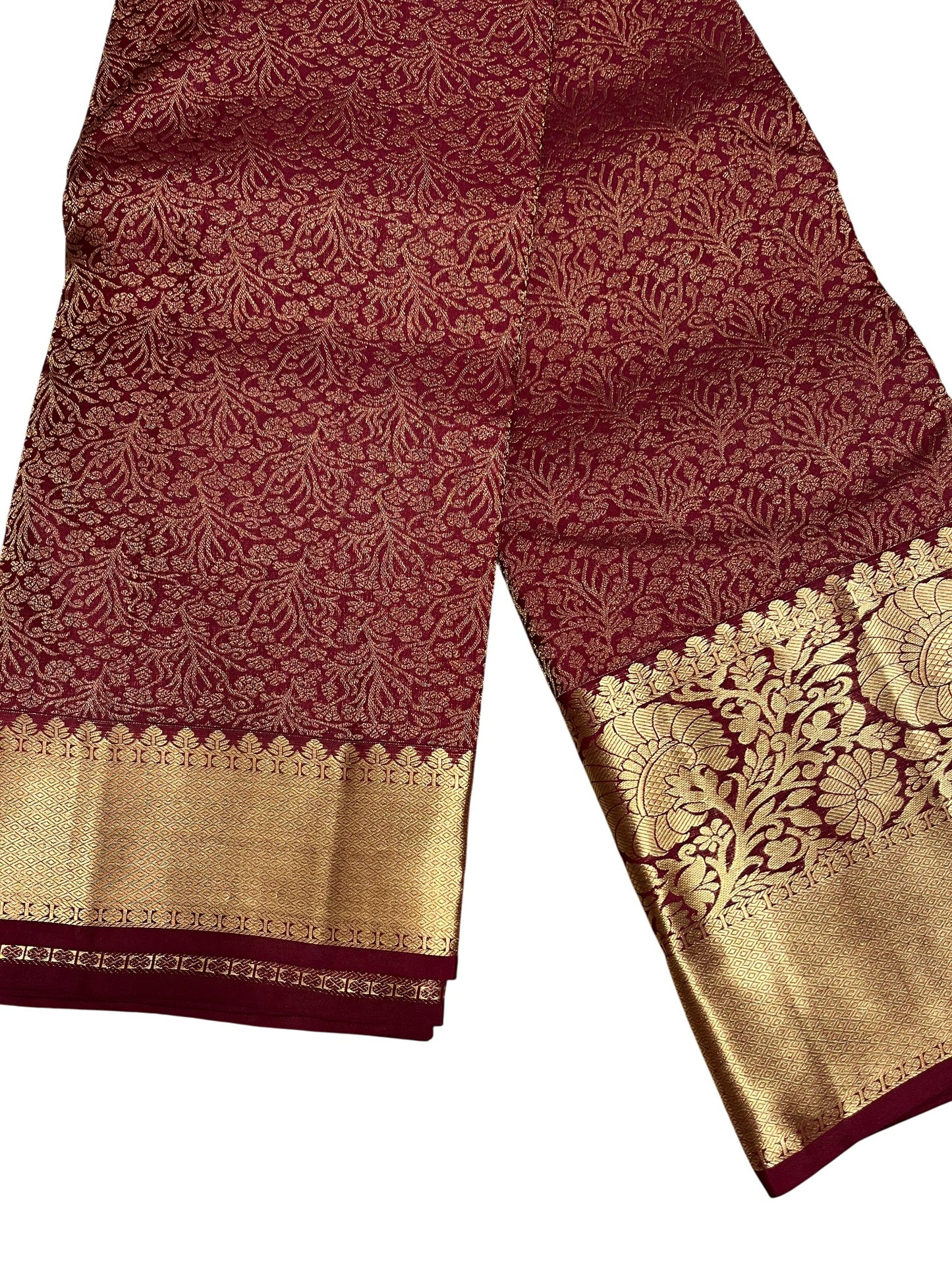 Southloom Pure Handloom Bridal Kanchipuram Silk Saree with Korvai Work (Maroon)