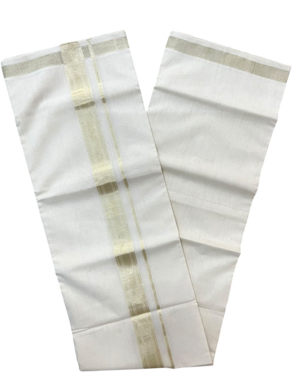 Southloom Balaramapuram Unakkupaavu Premium Handloom Cotton Double Mundu with Gold Kasavu Border