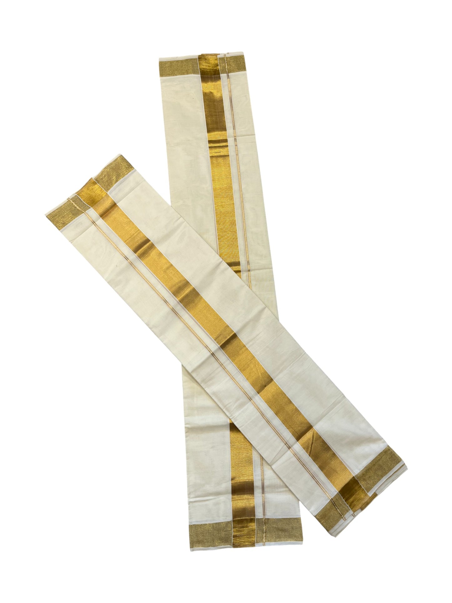 Southloom Pure Cotton Mundum Neriyathum (Set Mundu) with Gold Kasavu Boarder