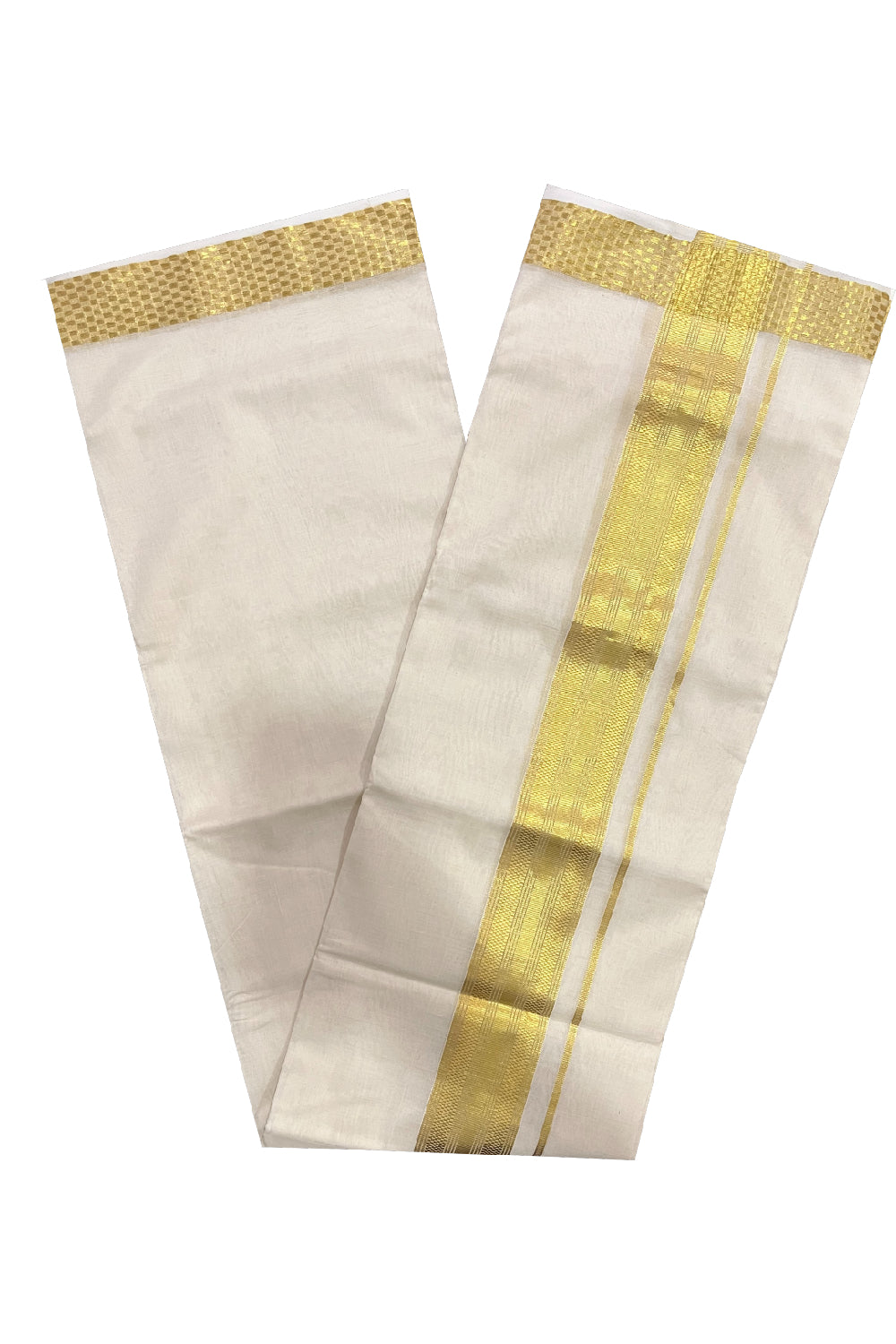 Southloom Premium Balaramapuram Wedding Handloom Mundu with Kasavu Woven Border (South Indian Kerala Dhoti)