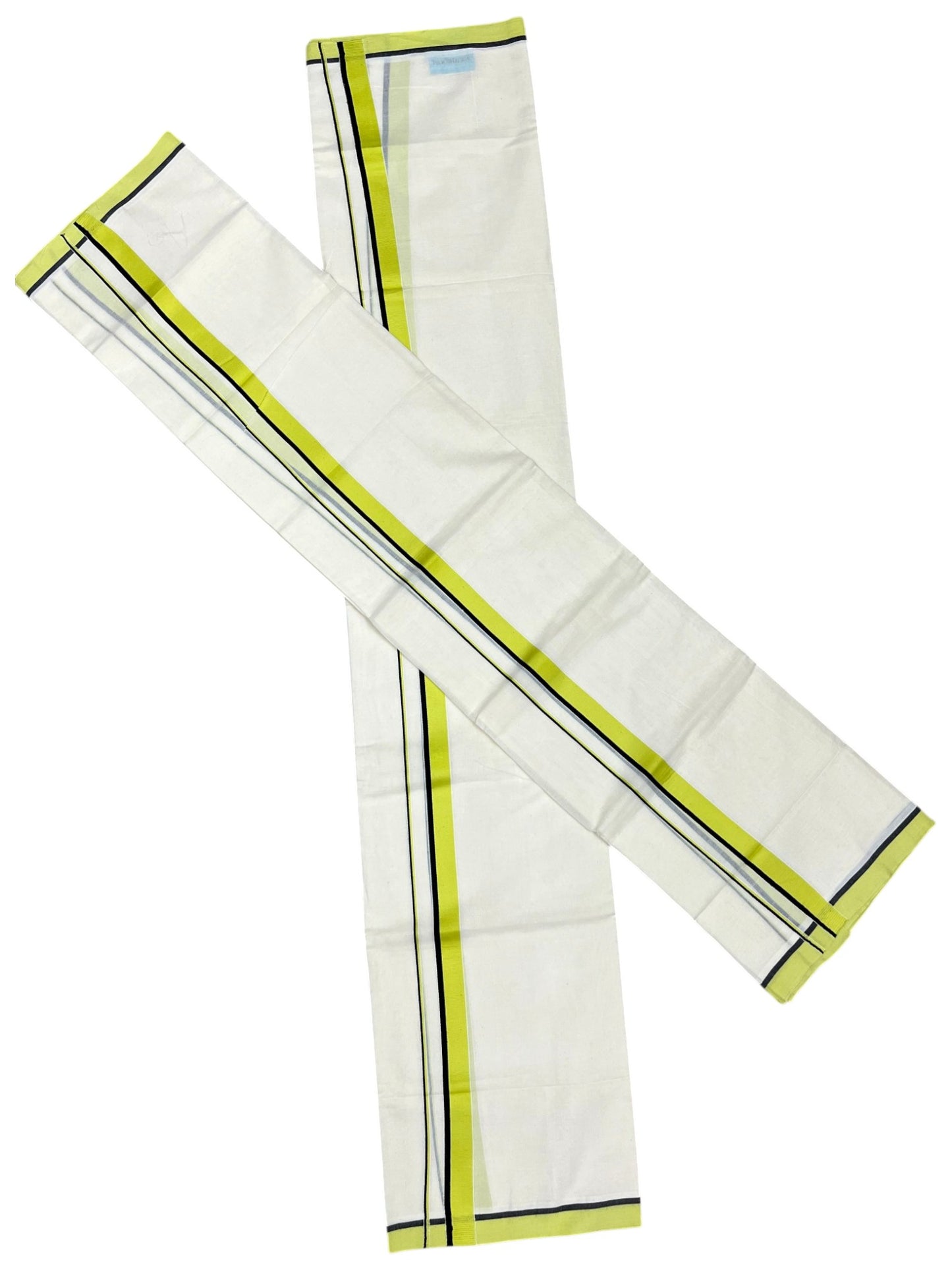 Southloom Pure Cotton Kerala Single Set Mundu (Mundum Neriyathum) Green & Black Border 2.80 Mtr SL345