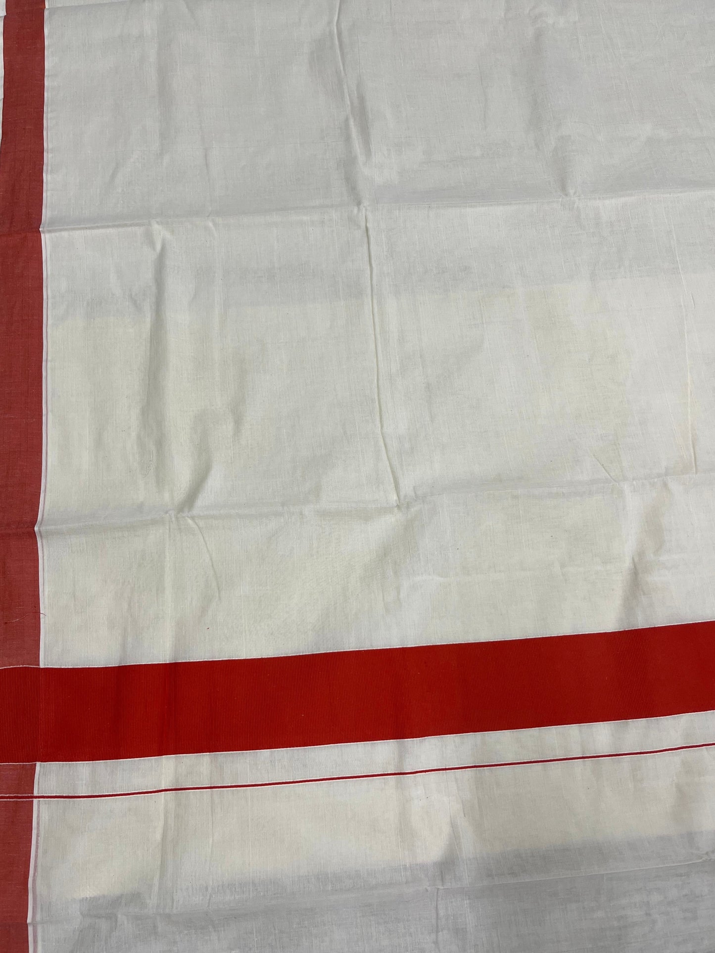 Southloom Pure Cotton Kerala Saree with Orange Plain Border