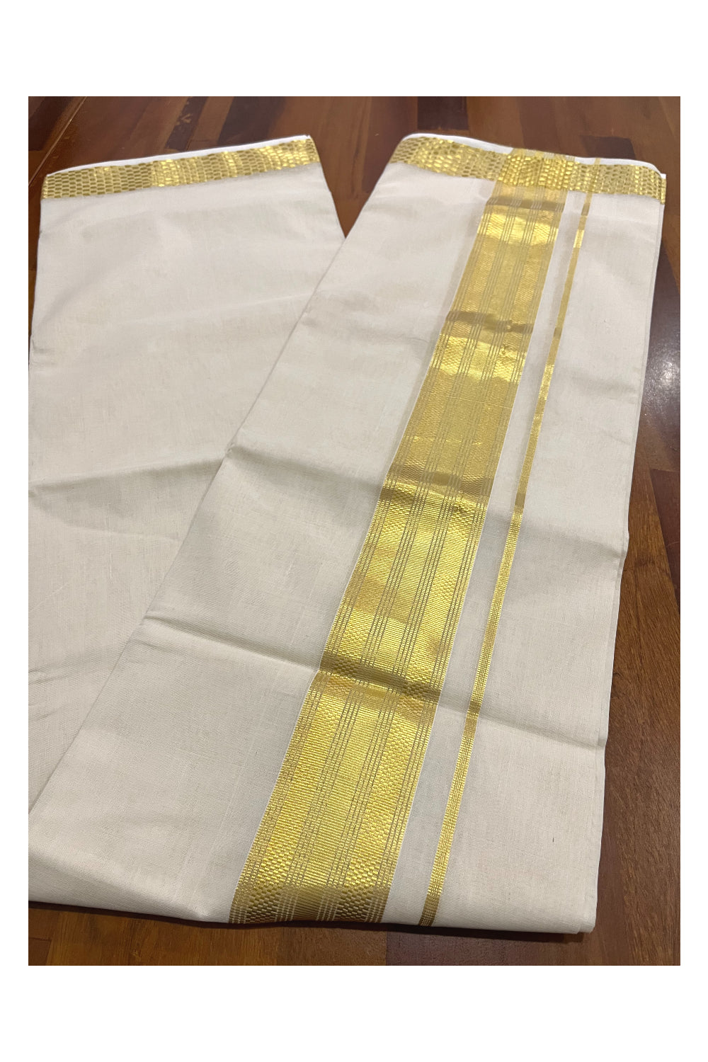 Southloom Premium Balaramapuram Wedding Handloom Mundu with Kasavu Woven Border (South Indian Kerala Dhoti)