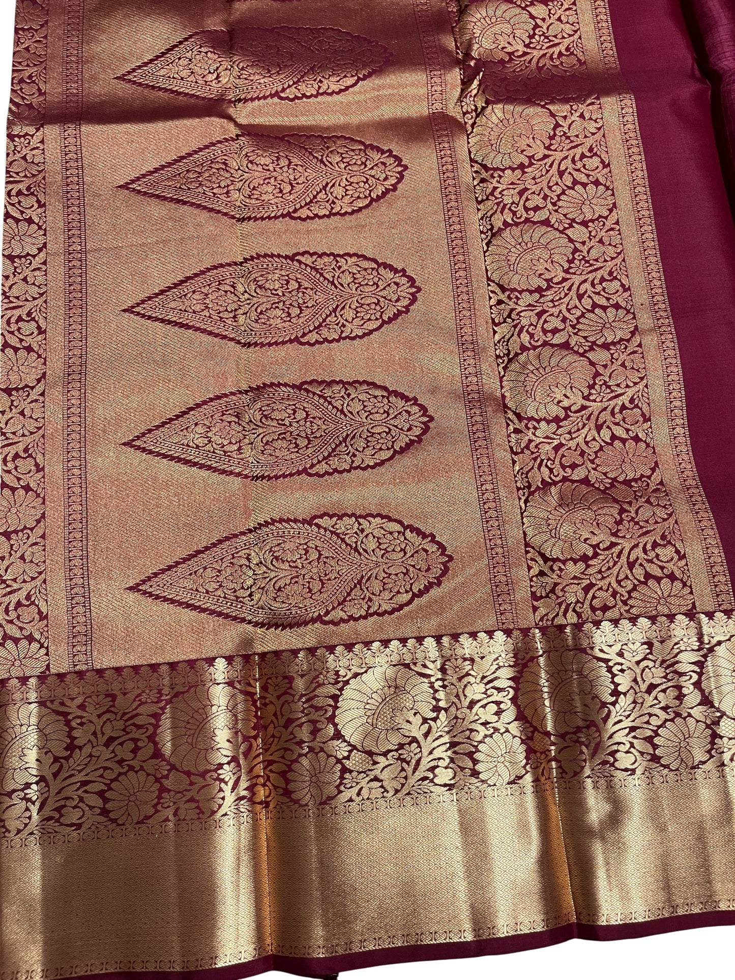 Southloom Pure Handloom Bridal Kanchipuram Silk Saree with Korvai Work (Maroon)