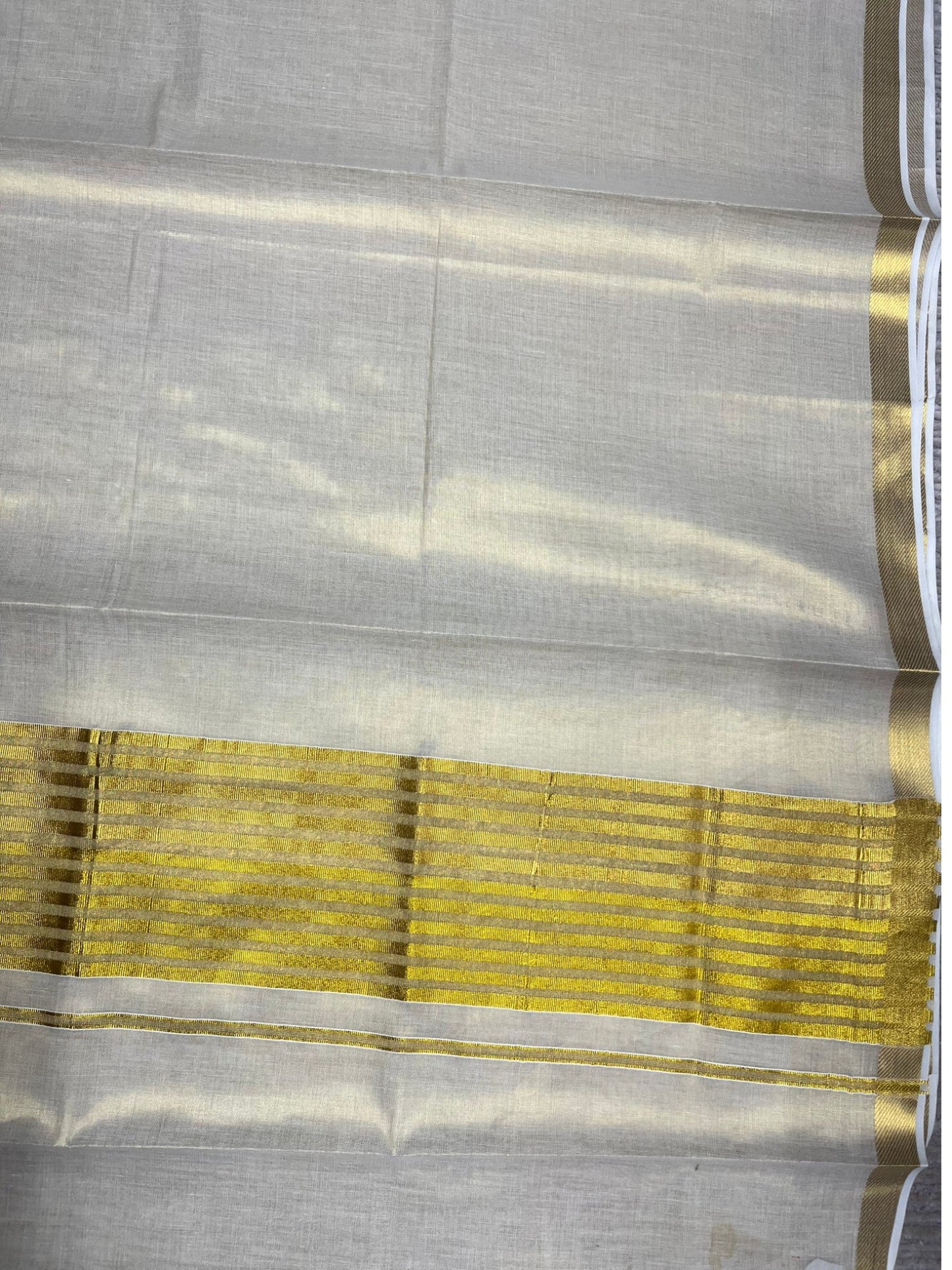 Southloom Kerala Tissue Kasavu Plain Saree with Peacock Design On Border