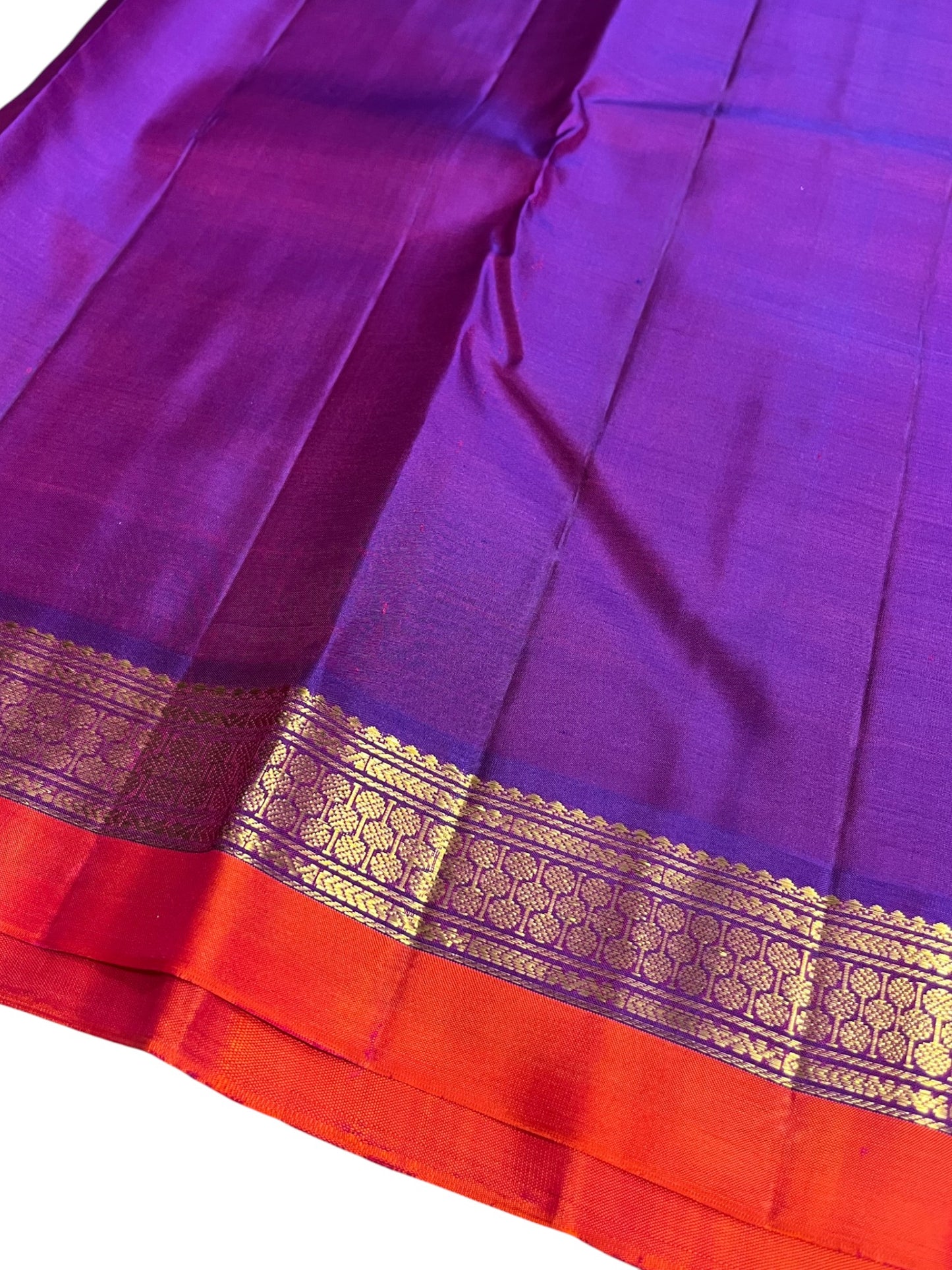 Southloom Pure Handloom Bridal Kanchipuram Silk Saree with Korvai Work (Green & Violet)