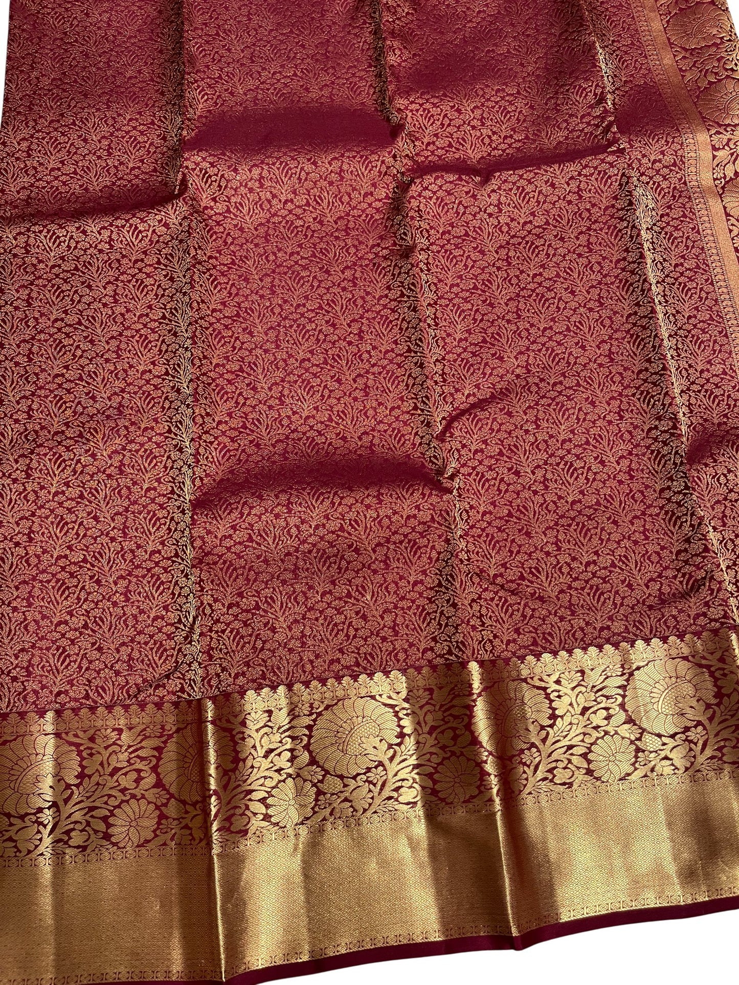 Southloom Pure Handloom Bridal Kanchipuram Silk Saree with Korvai Work (Maroon)