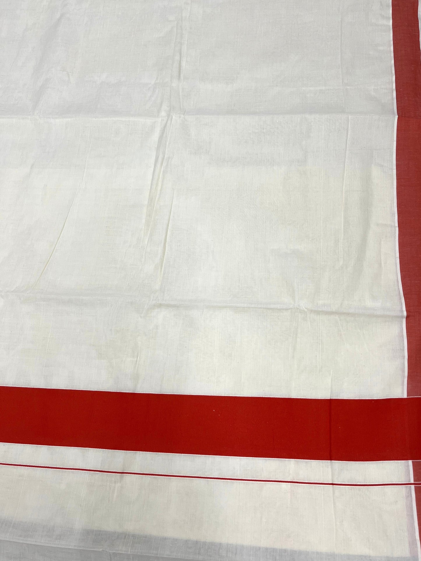 Southloom Pure Cotton Kerala Saree with Orange Plain Border