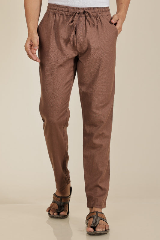 Southloom Jaipur Cotton Solid Brown Pants for Men