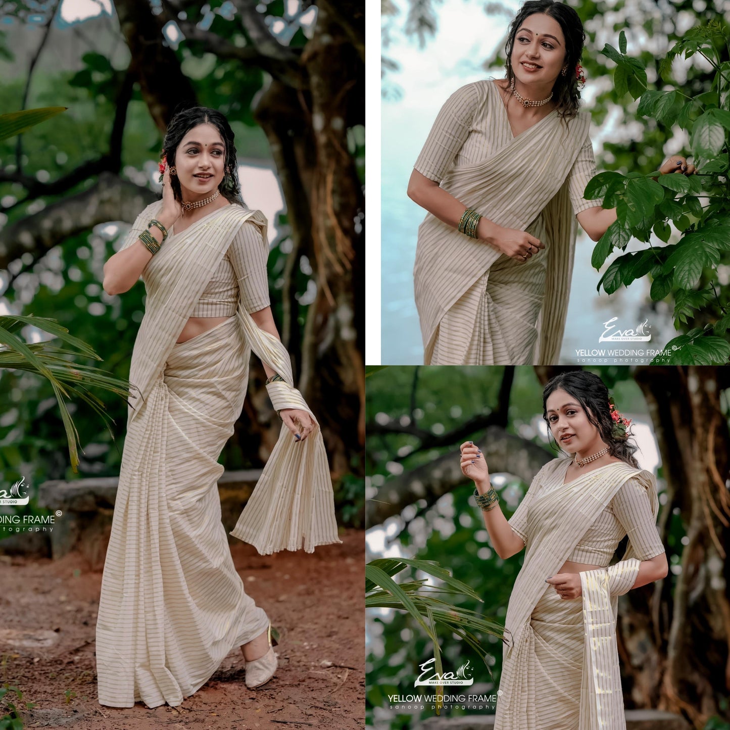 Kerala Cotton Saree with Golden Kasavu Lines on Body