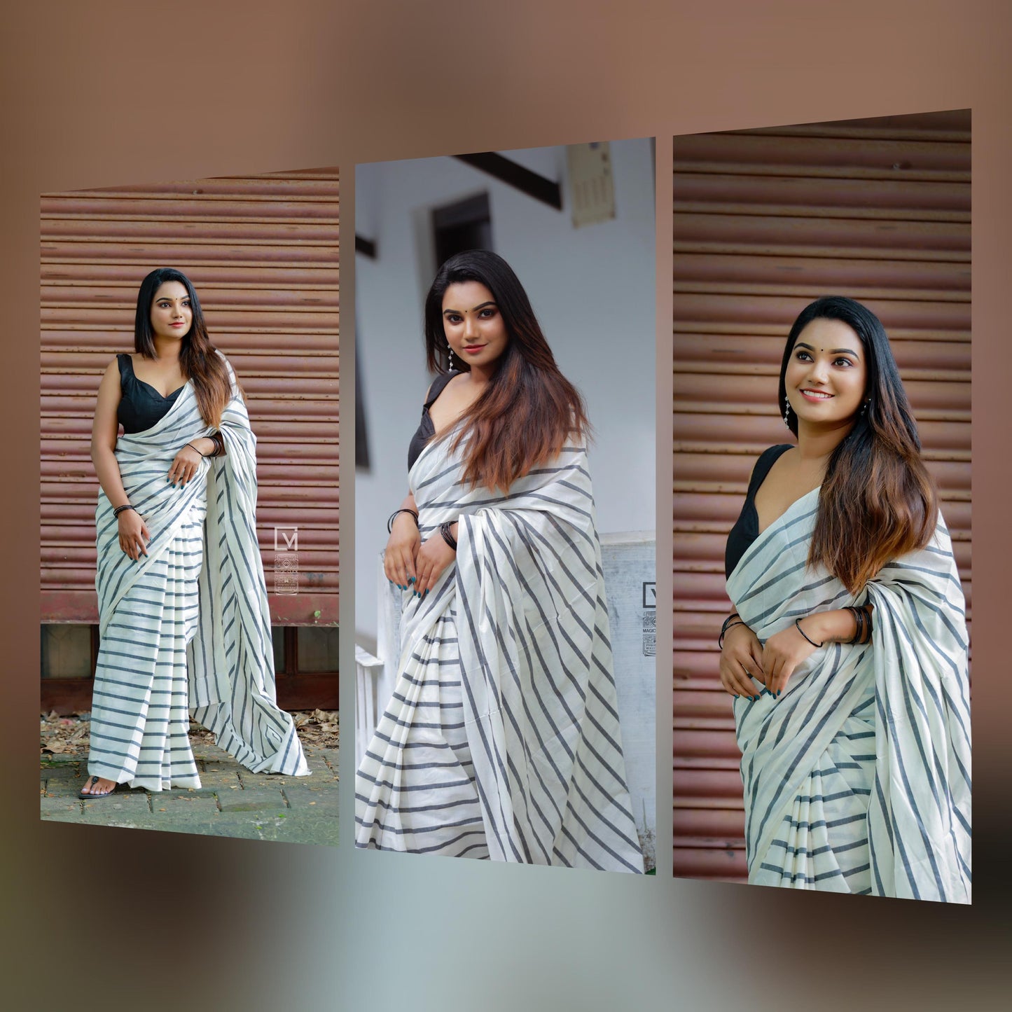 Kerala Pure Cotton Saree with Black Lines on Body