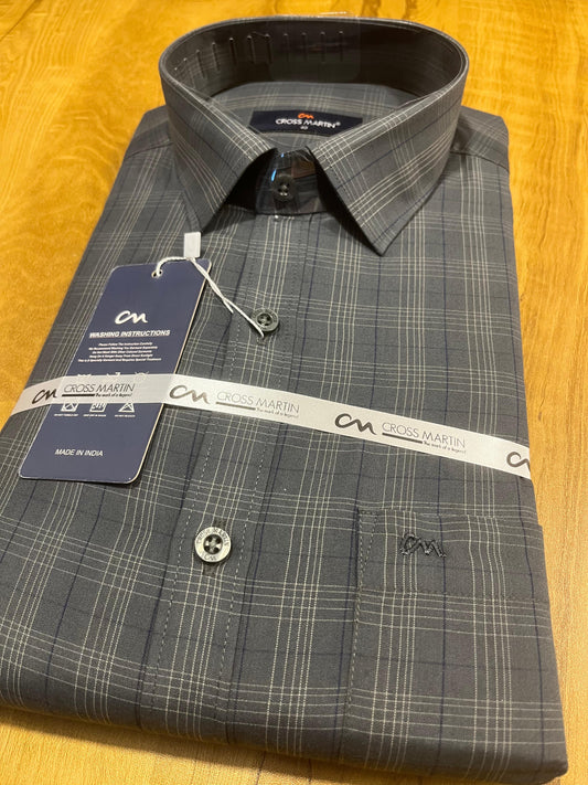 Pure Cotton Grey check Shirt (40 FS)