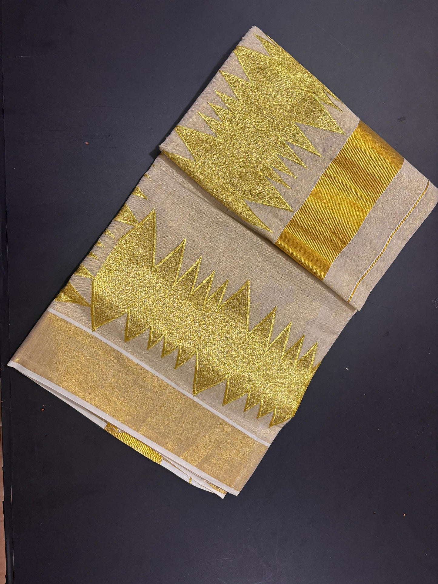 Kerala Tissue Saree with Kasavu and Woven Border