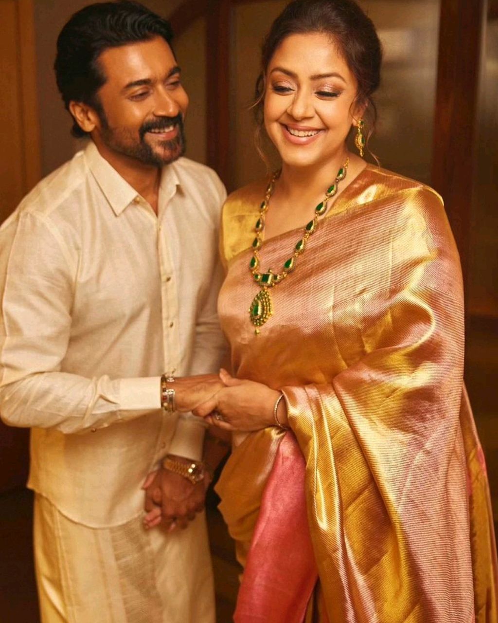 Jyothika Tissue Silk Saree in Gold & Pink (As Seen On Southloom’s Instagram Reel)