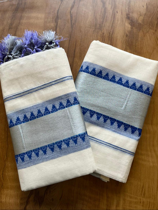 Kerala Cotton Silver Kasav Set Mundu SL190
