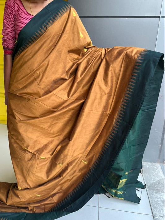 Brown and Green Kalyani Cotton Saree SL236