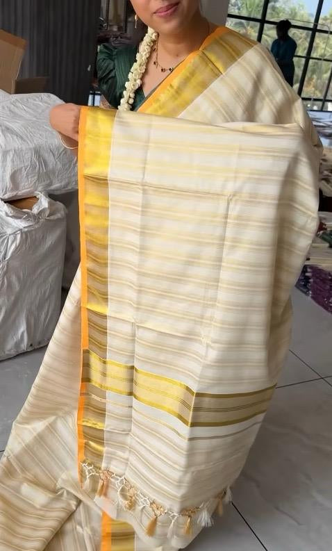 Kerala Cotton Lines Saree SL213