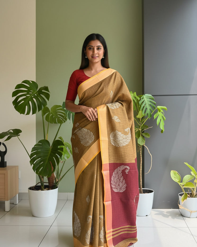 Linen Cotton Saree SL213
