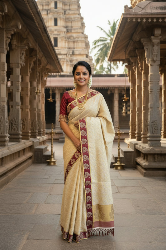 Kerala Tissue Saree with Tassels SL221