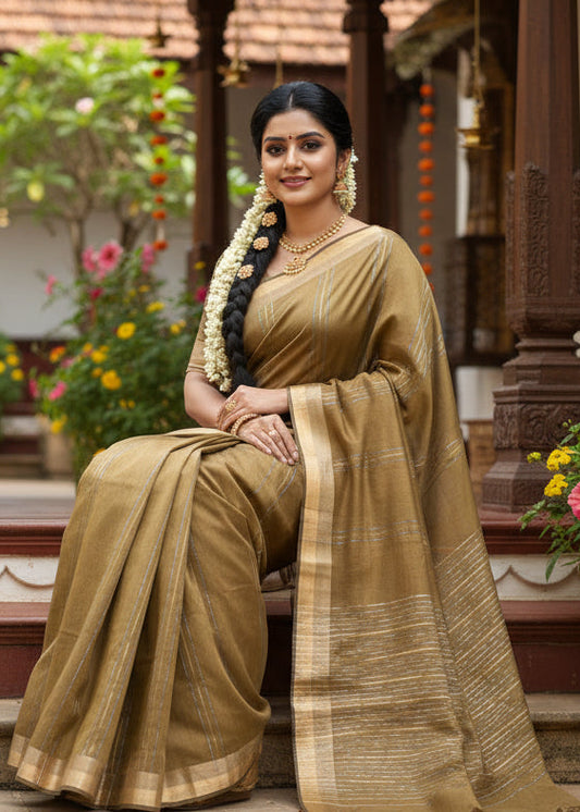 Brown Semi Tussar Saree SL237