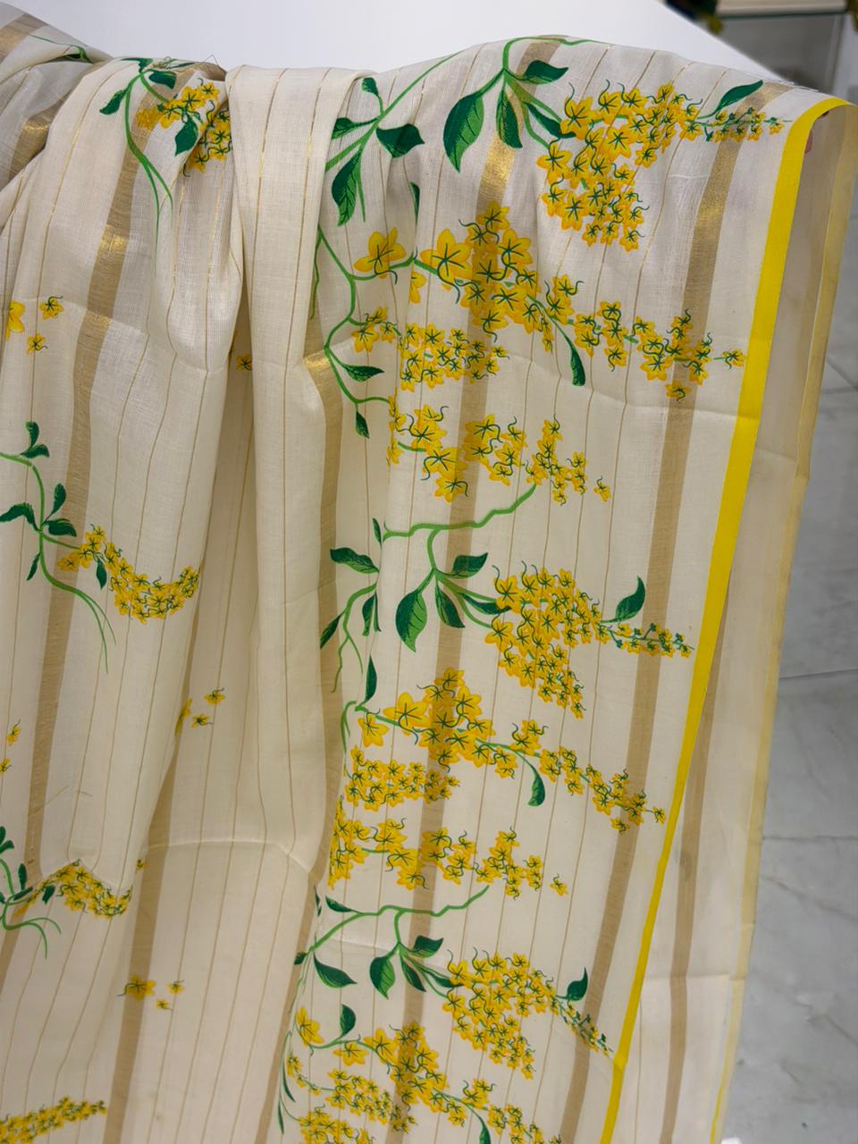 Kerala Cotton Saree With Kanikonna Design SL257