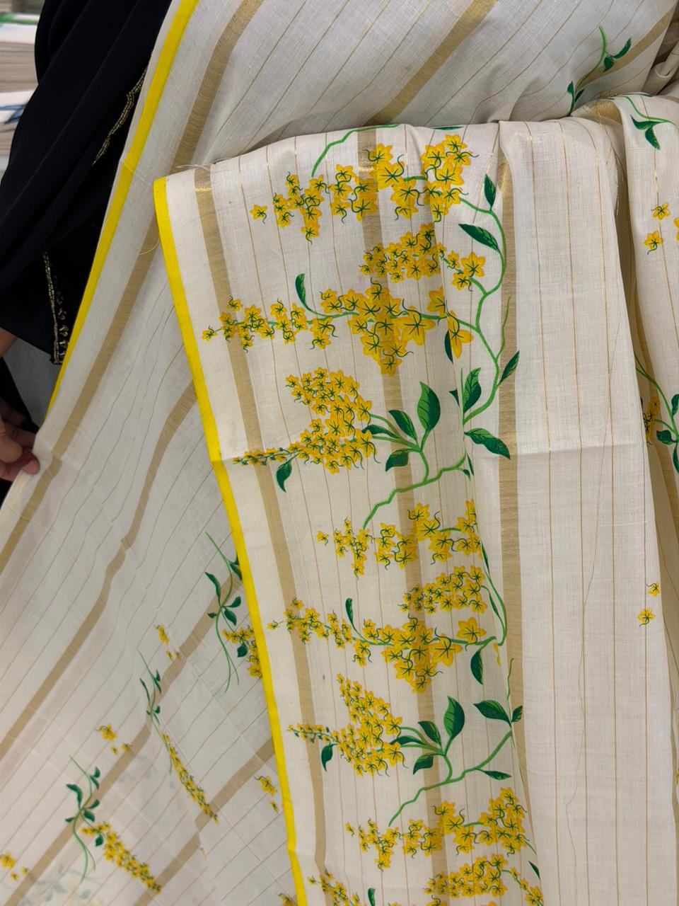 Kerala Cotton Saree With Kanikonna Design SL257