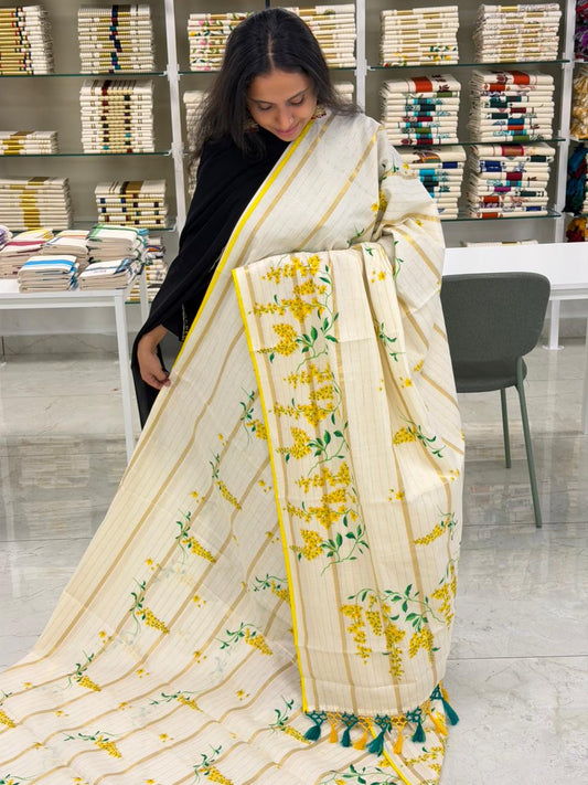 Kerala Cotton Saree With Kanikonna Design SL257