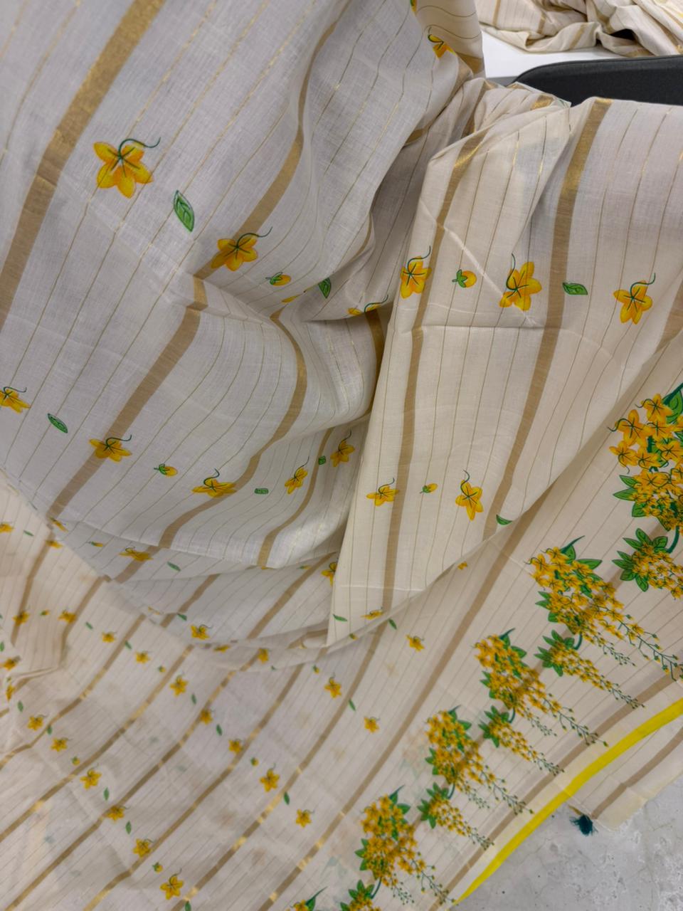 Kerala Cotton Saree With Kanikonna Design SL257
