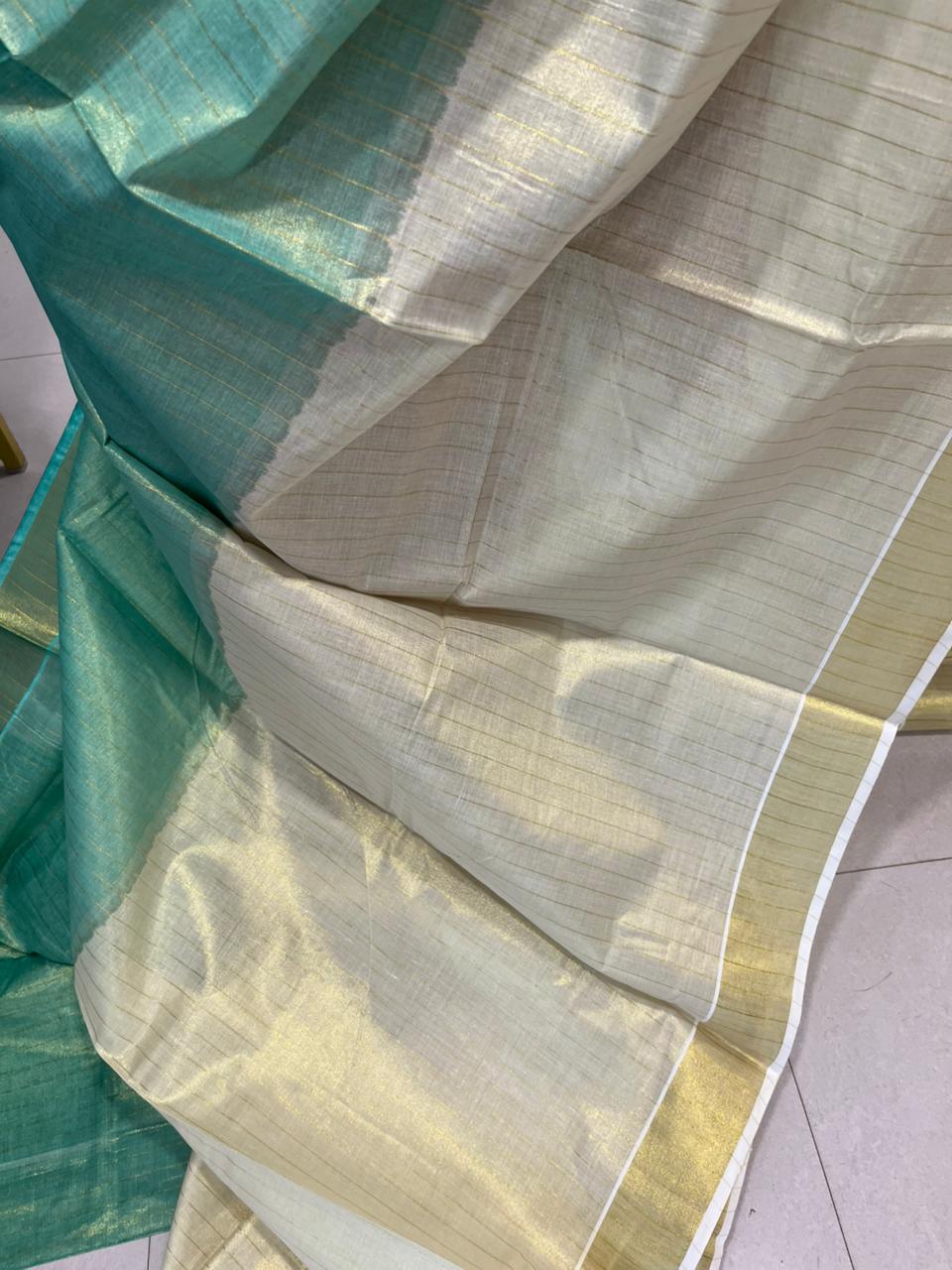 Kerala Tissue Stripes Tie & Dye Saree SL264