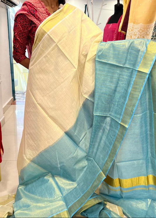 Kerala Tissue Stripes Tie & Dye Saree SL264