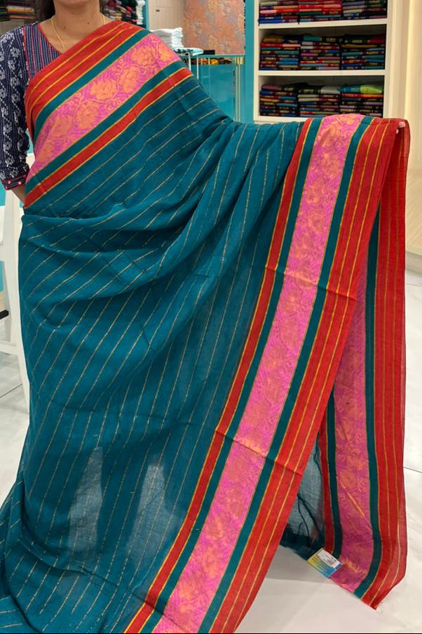 Kerala Mul Cotton Soft Fabric With Kanchi Border Saree SL215