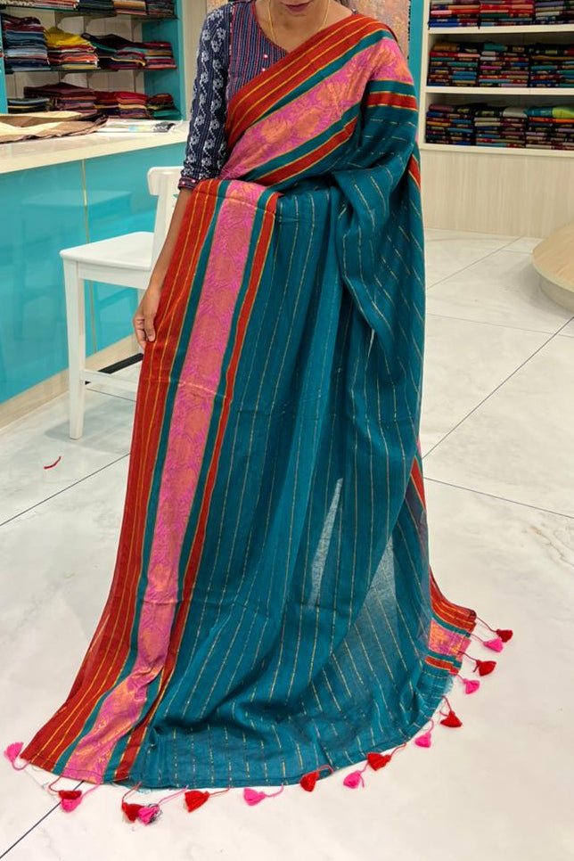 Kerala Mul Cotton Soft Fabric With Kanchi Border Saree SL215