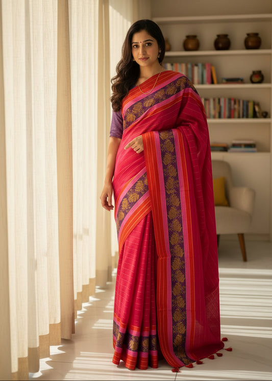 Kerala Mul Cotton Soft Fabric Saree With Kanchi Border SL215
