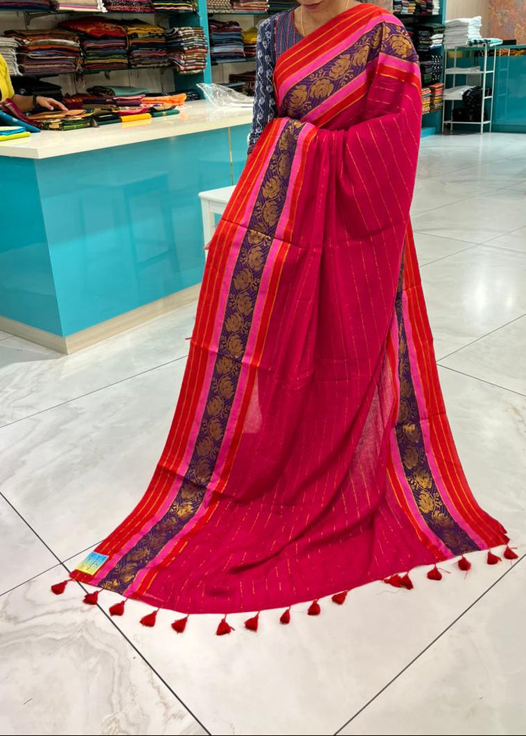 Kerala Mul Cotton Soft Fabric Saree With Kanchi Border SL215