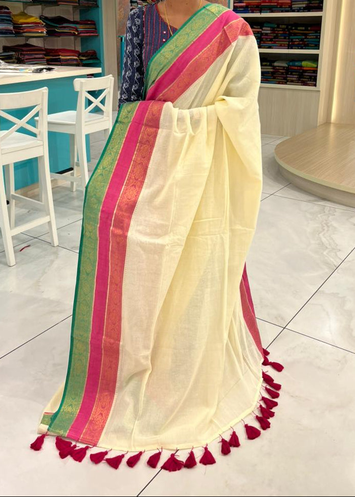 Kerala Mul Cotton Soft Fabric Saree With Kanchi Border SL215