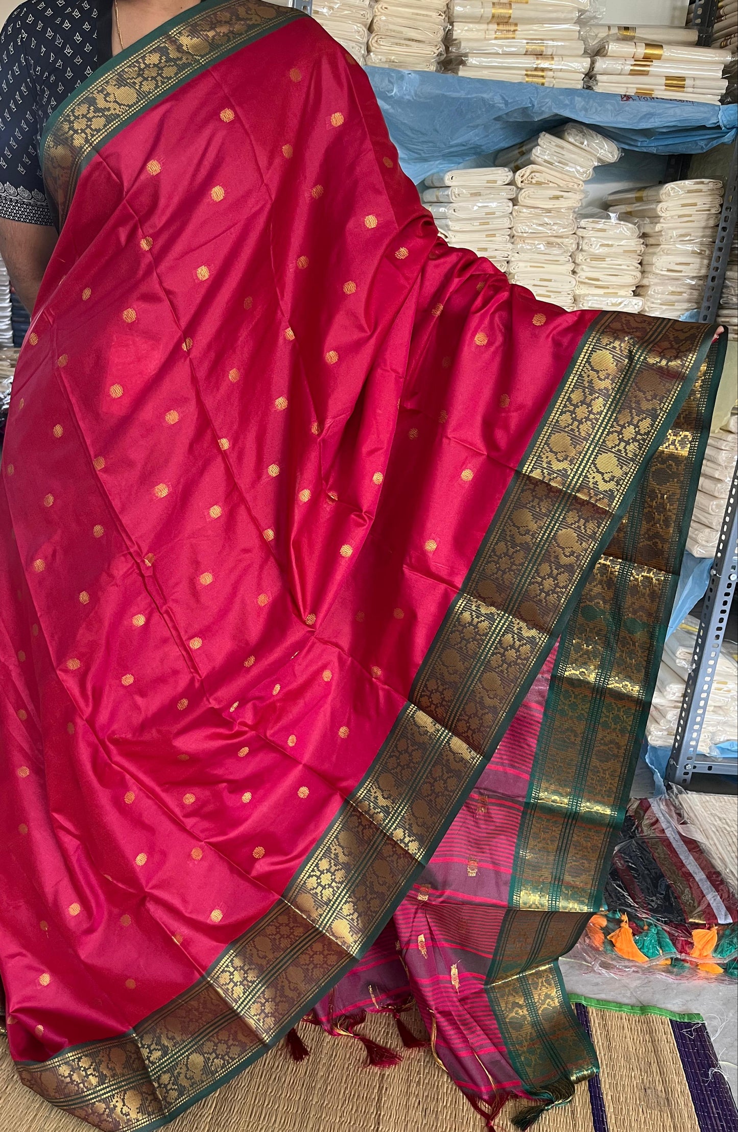 Polka Cotton Silk Saree SL173