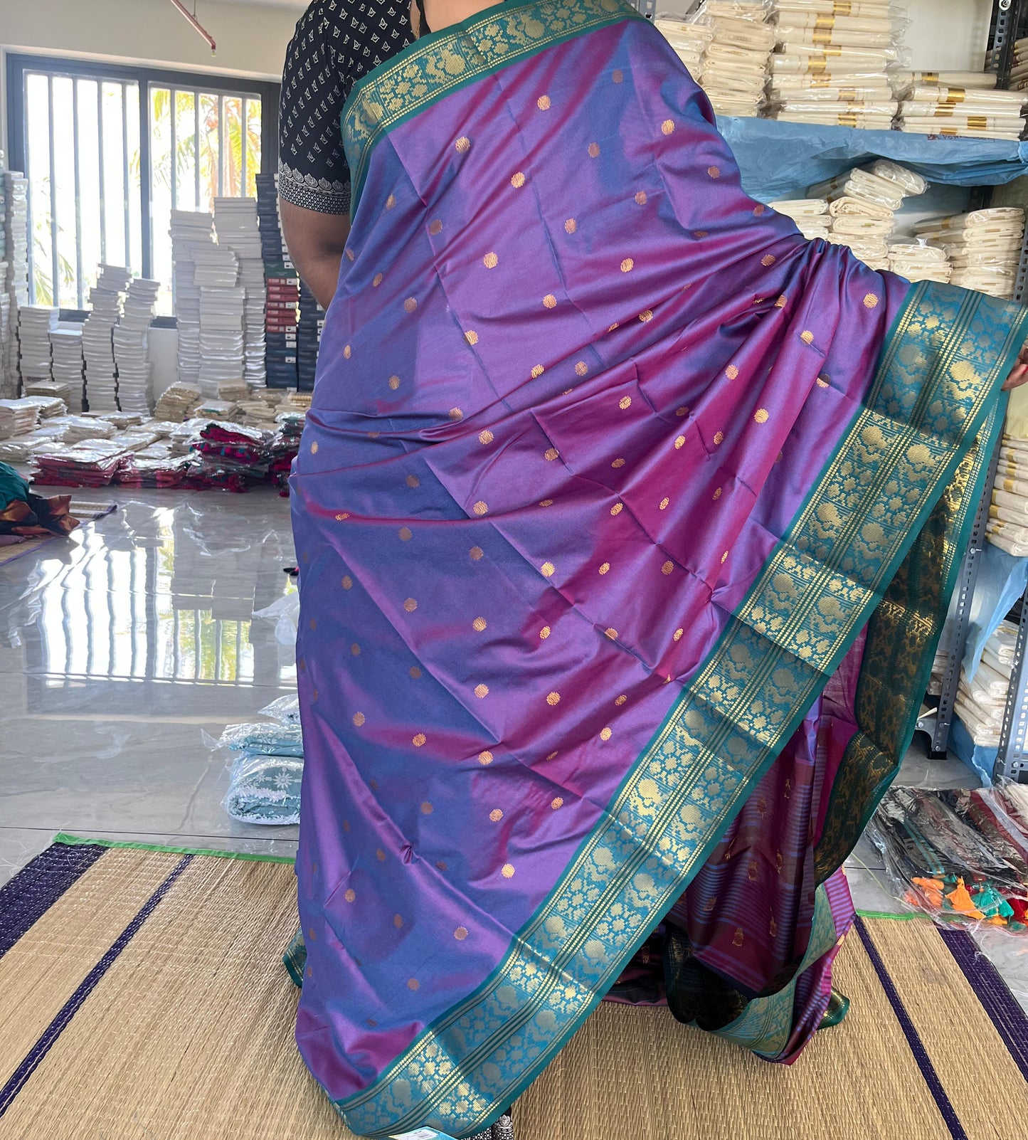 Polka Cotton Silk Saree SL173
