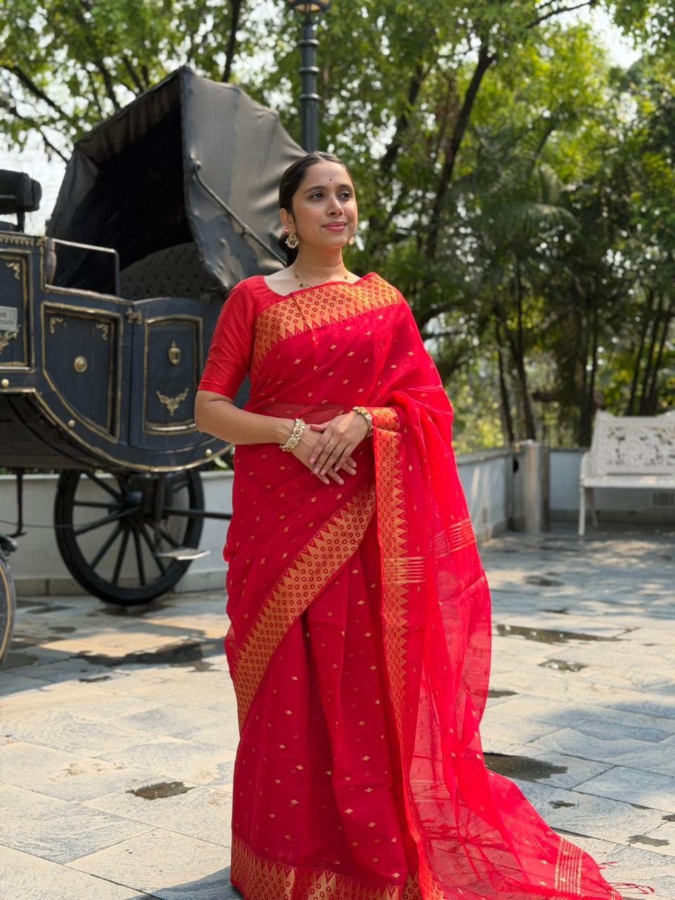 Southloom Cotton Silk Saree with Zari Woven Borders and Pallu SL278