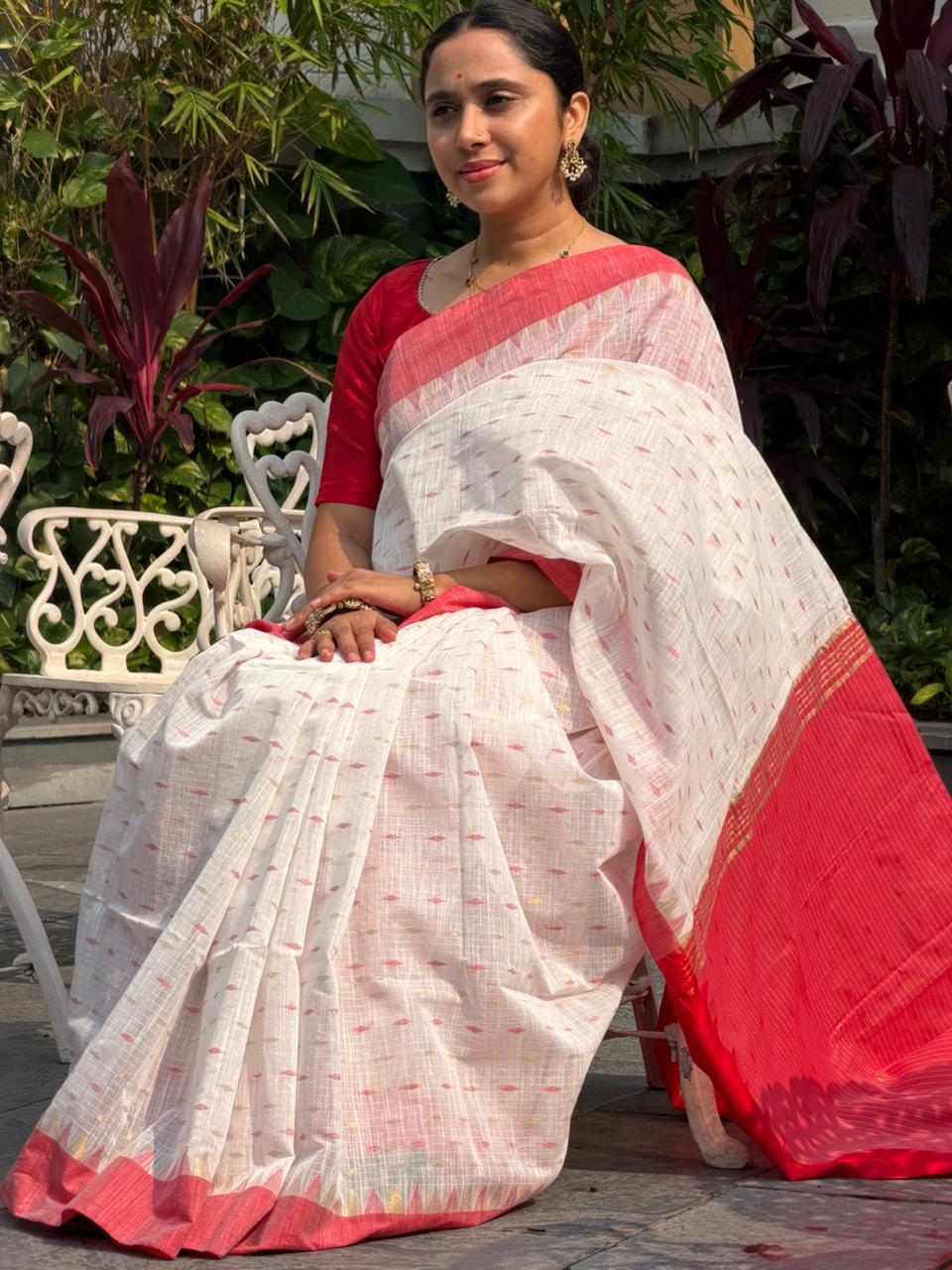 Southloom Cotton Silk Saree with Zari Woven Borders and Pallu SL278