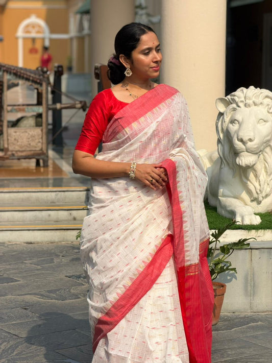 Southloom Cotton Silk Saree with Zari Woven Borders and Pallu SL278