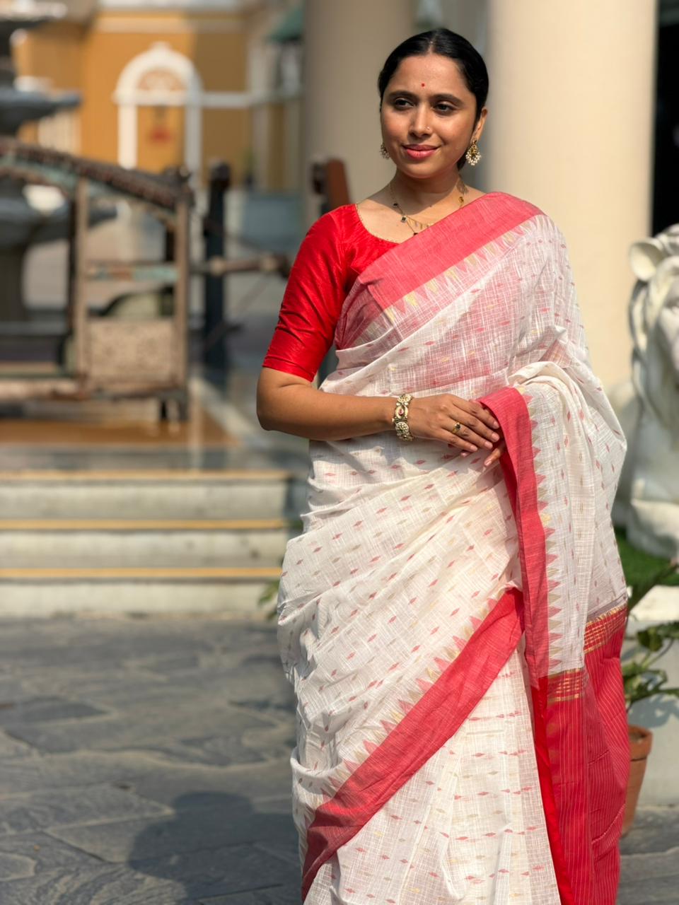 Southloom Cotton Silk Saree with Zari Woven Borders and Pallu SL278