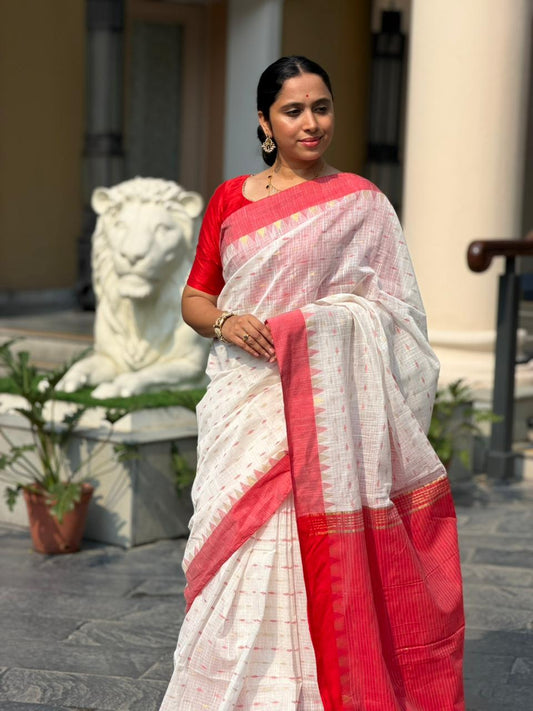 Southloom Cotton Silk Saree with Zari Woven Borders and Pallu SL278