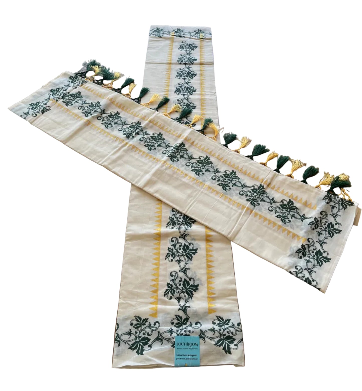 Cotton Printed Set Mund  With Tassels  In 2.80 mtrs  SL280