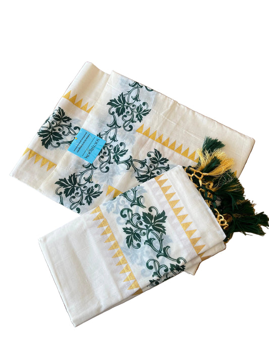 Cotton Printed Set Mund  With Tassels  In 2.80 mtrs  SL280