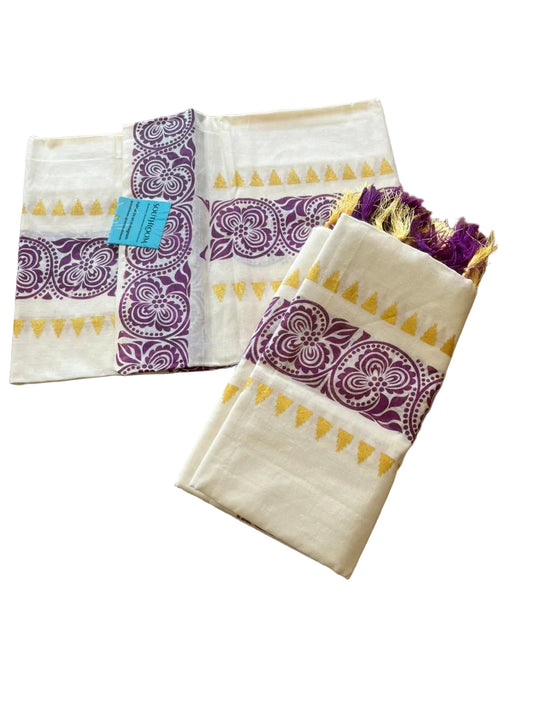 Cotton Printed Set Mund  With Tassels  In 2.80 mtrs  SL280