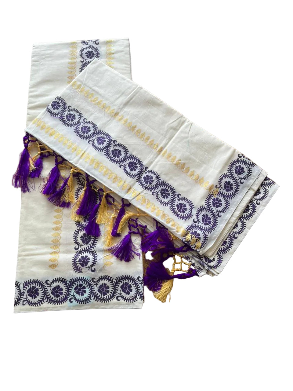 Cotton Printed Set Mund  With Tassels  In 2.80 mtrs  SL280