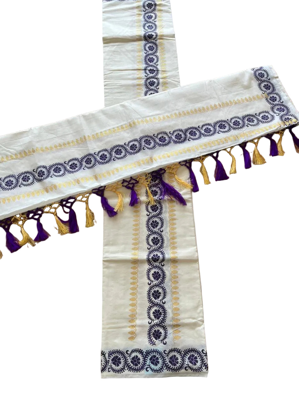 Cotton Printed Set Mund  With Tassels  In 2.80 mtrs  SL280