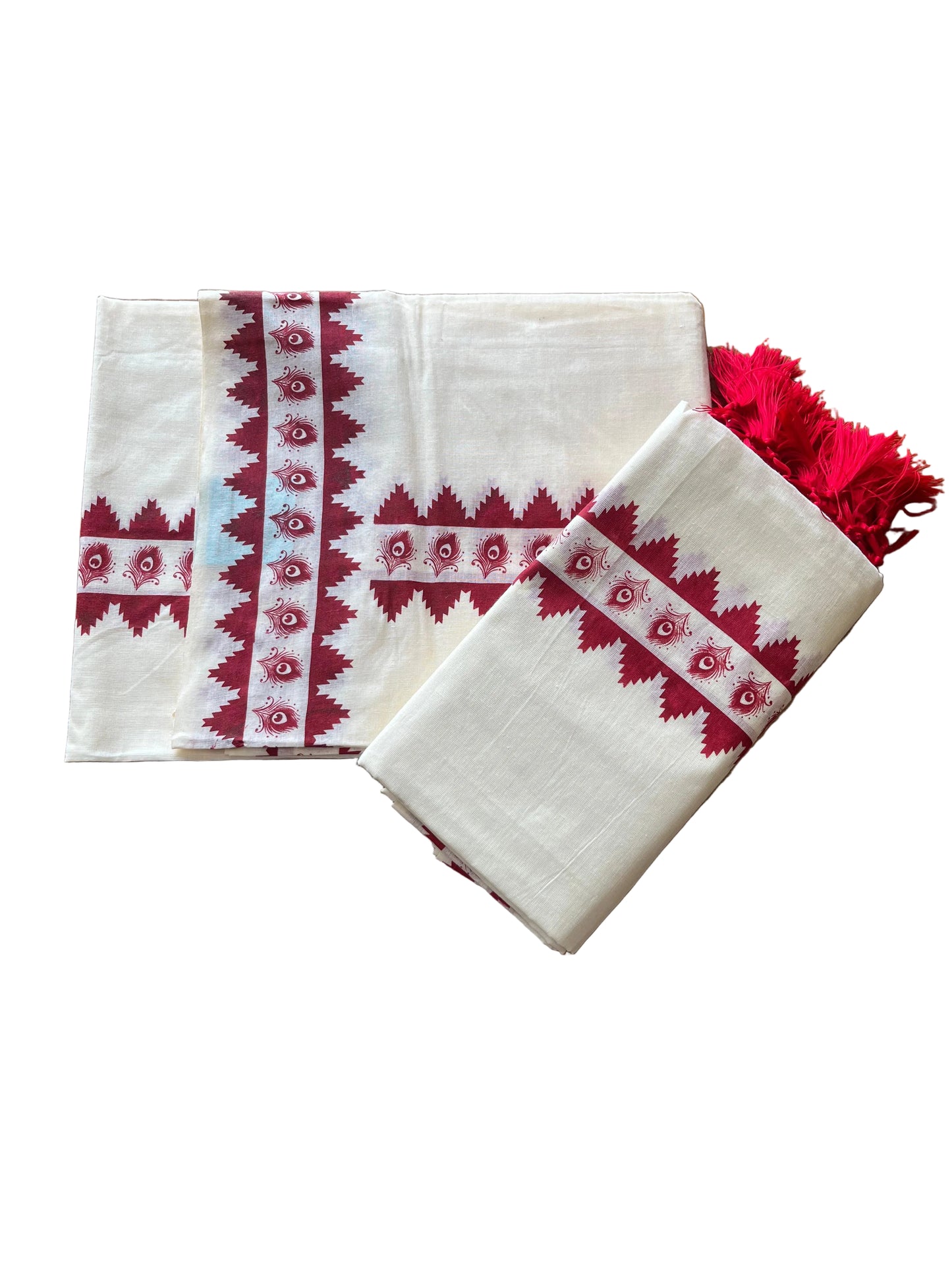 Cotton Printed Set Mund  With Tassels  In 2.80 mtrs  SL280