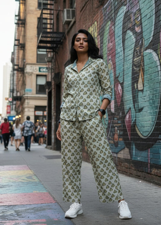 Southloom Cotton Block Printed Co-ord Set For Woman SL304